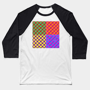 Mid Century Modern Colorful Dots Pattern Baseball T-Shirt